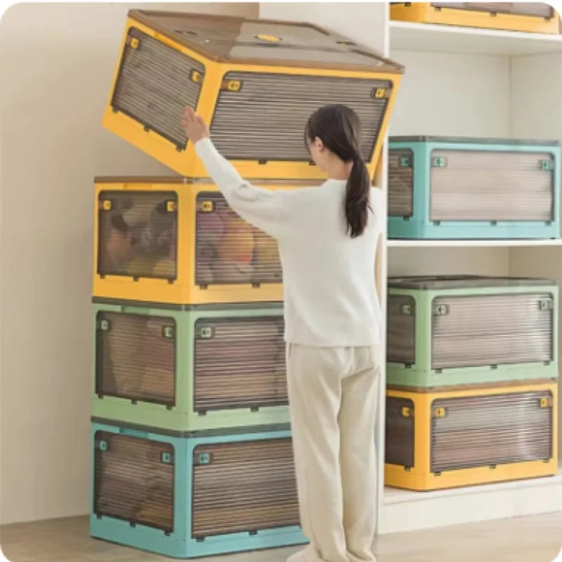 Large Capacity Storage Box with Lid Toys Books Food Sundries Organizer Foldable Car Storage Bin Closet Clothes Container Outdoor Oasis Select