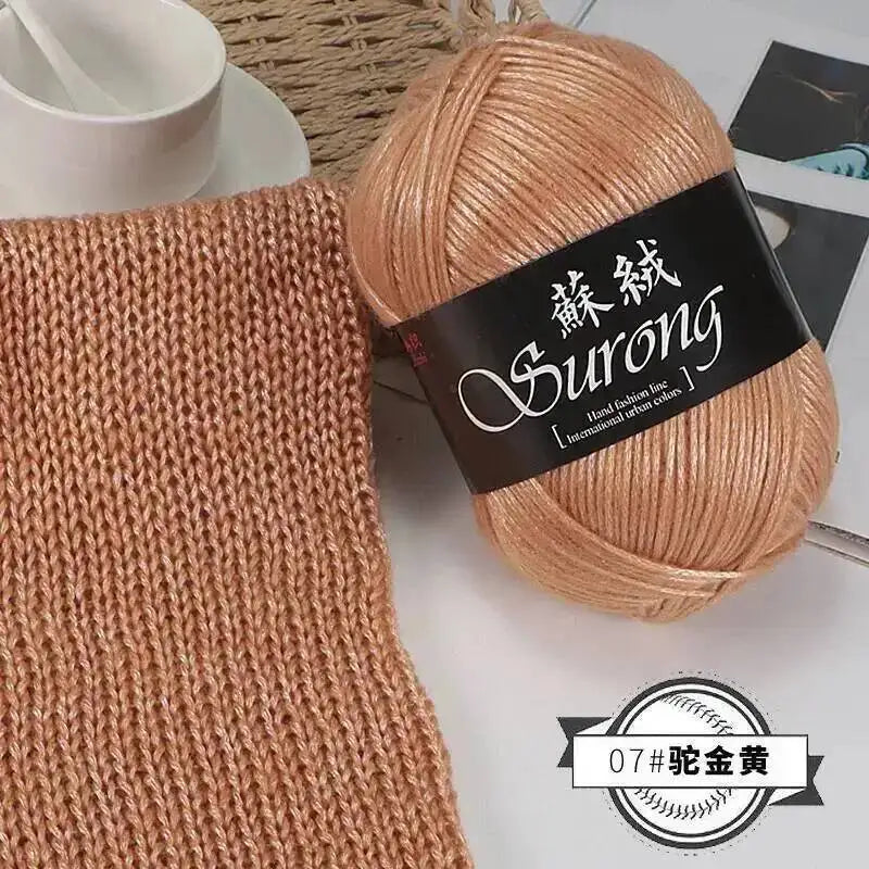 100g Metallic Hand knitting Yarn Crocheting silk acrylic Yarn to knit sweater blanket hat line Crocheting bag slipper Thread Oasis Select 07 Golden Camel