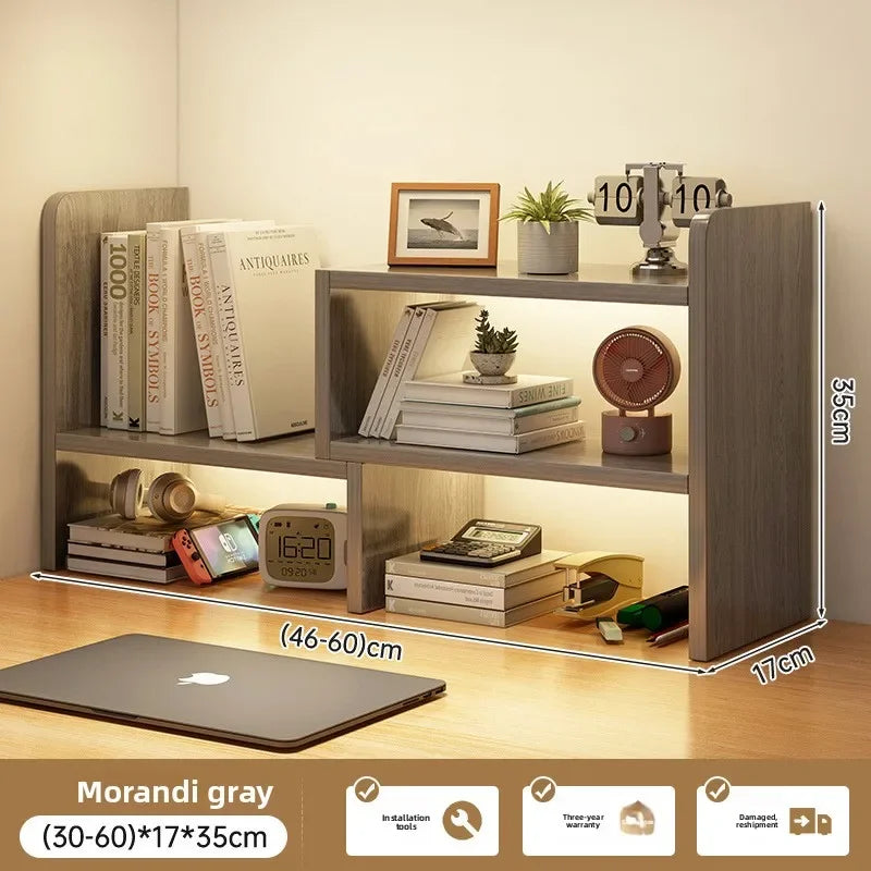 Desktop bookshelf storage shelf office storage shelf simple desk multi-layer telescopic shelf home desk small bookcase Oasis Select