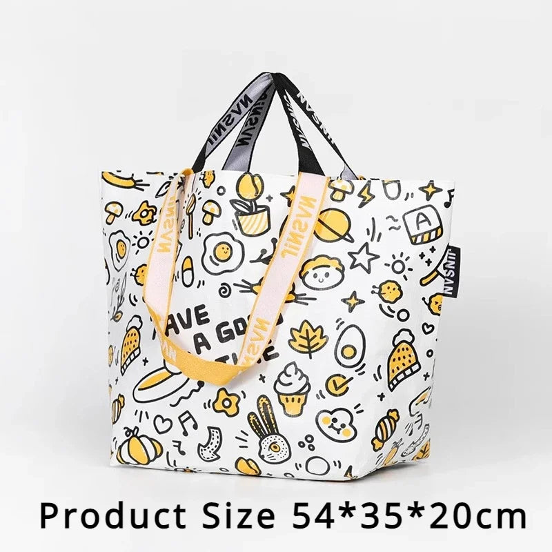 Large Waterproof Woven Shopping Bag | Foldable Colour Tote