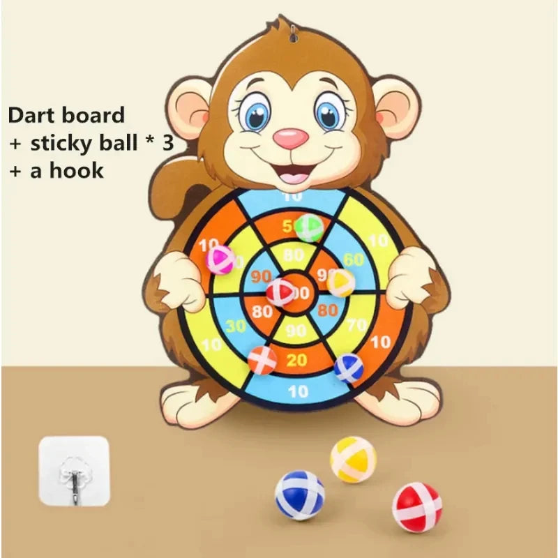 Dart Board Sticky Ball Toys for Kids, Indoor Outdoor Safe Target Sports Game, Educational Interactive Toy Gift for Boys Girls Oasis Select monkey