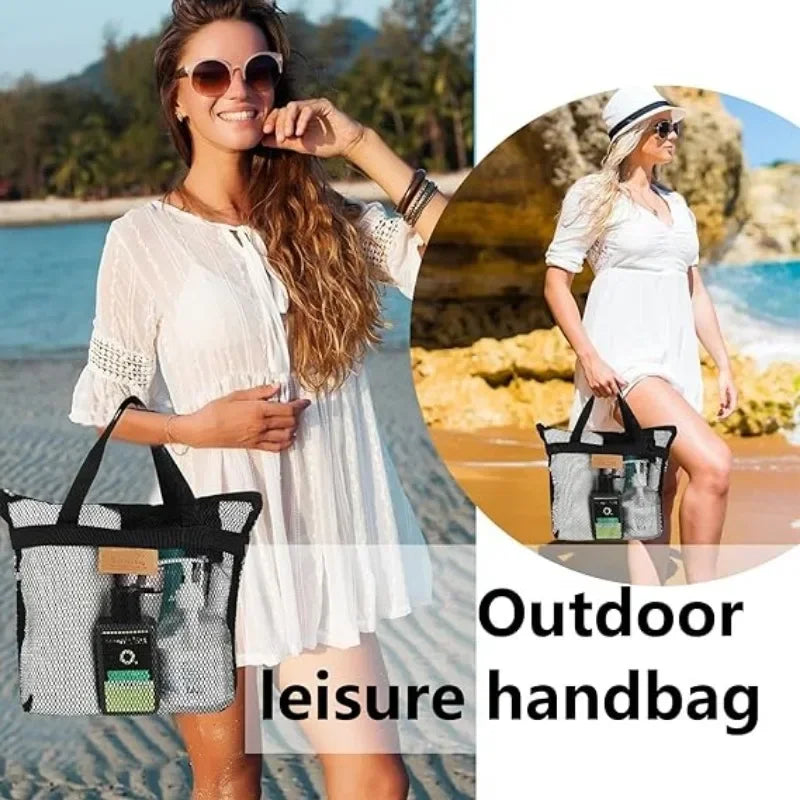 Travel Beach Bag Tote Bag with Mesh Pockets Outdoor Swimmer Toiletry Bag Organizer Packing Cube Carry on Bag for Vacation Oasis Select