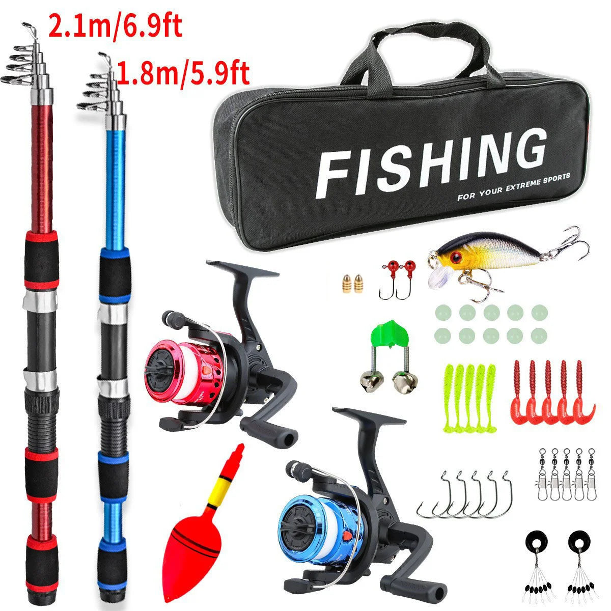 Ultra Short Couple Parent Child Double Rod Wheel Set 1.8m 2.1m Fishing Rod Fishing Gear Equipment Complete Set Oasis Select 1.8m21.m2pcs
