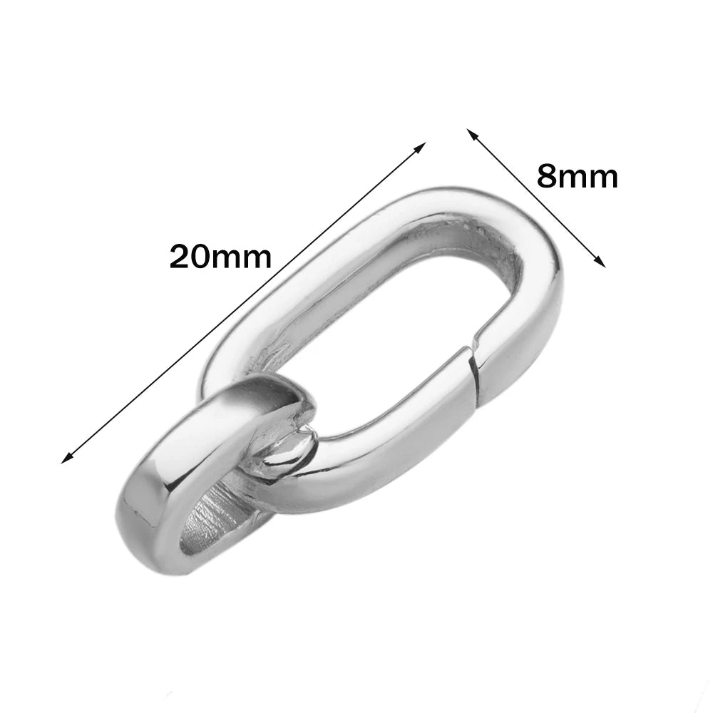 2pcs 14K18K Gold Filled Oval Clasp Spring Claps Connector Carabiner Keychain for DIY Jewelry Finding Necklace Bracelet Making Oasis Select White K 8X20mm