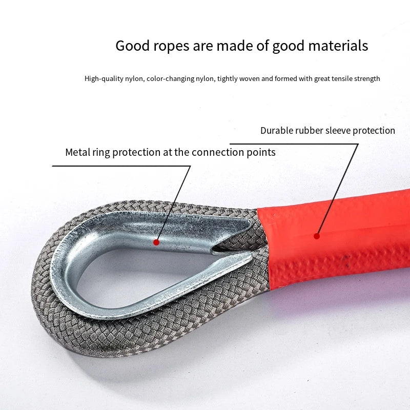Car trailer rope, outdoor camping, off-road safety rope, towing rope, rescue rope, U-shaped steel buckle, polyester rope, towing Oasis Select