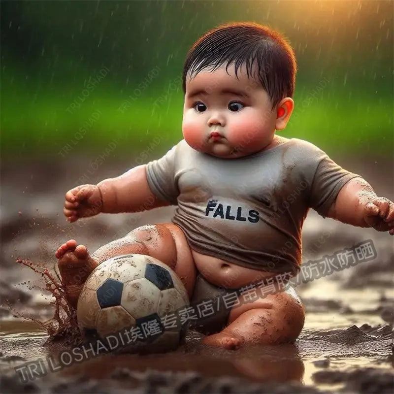Mud Kickball Baby Sticker Wall Decoration Personality Creative Cute Man Treasure Sticker Electric Car Waterproof Sticker Oasis Select TG4808 50cm