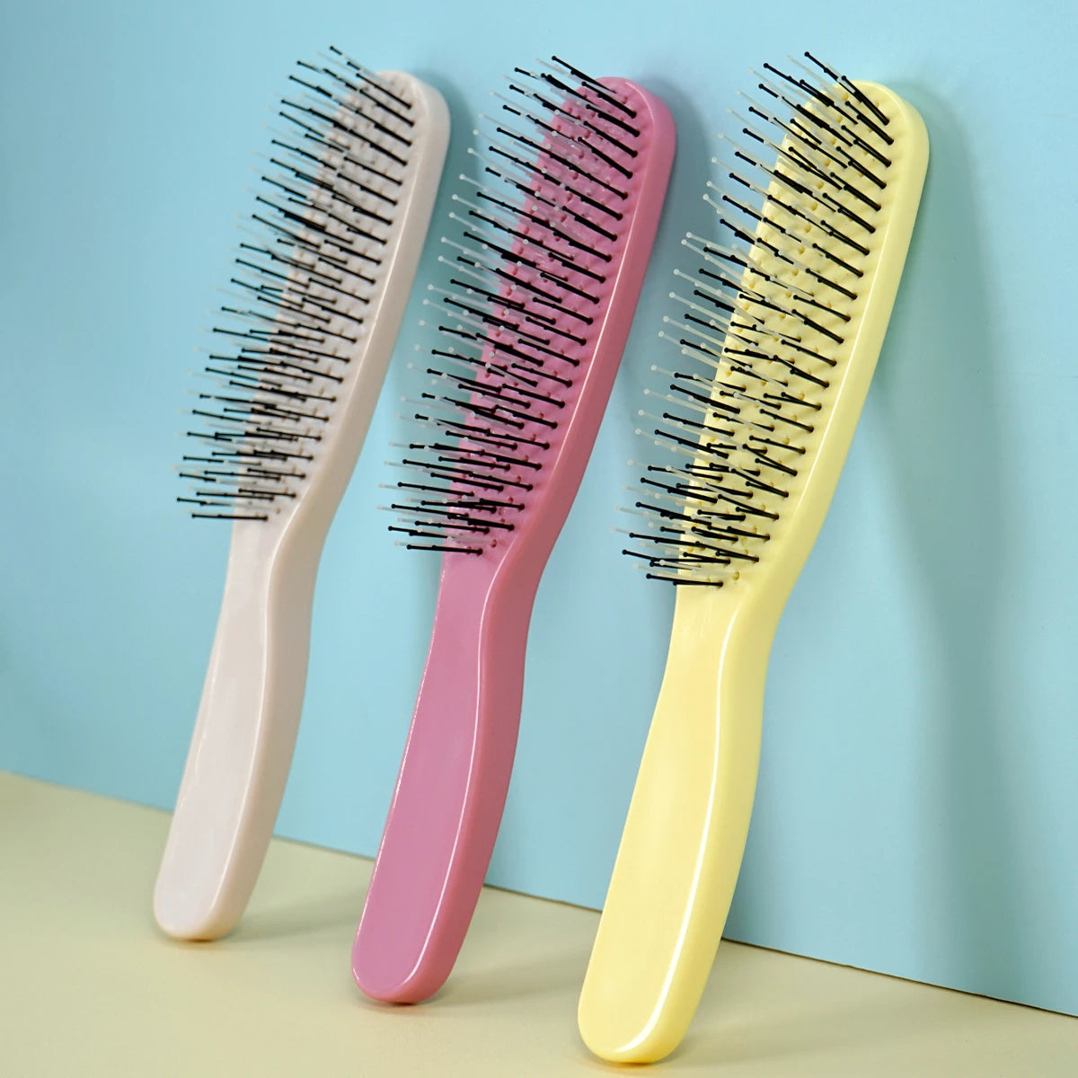 Multicolor Plastic Hair Brushes Set Gentle Detangling Styling All Hair Types Daily Use Smooth Combing Experience for Home Travel Oasis Select