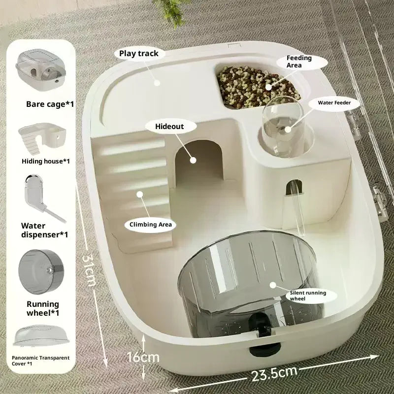 Luxury Large Capacity Hamster Cage 2-Layer Platform Golden Hamster Habitat Villa with Hiding Nest for Small Pets Oasis Select
