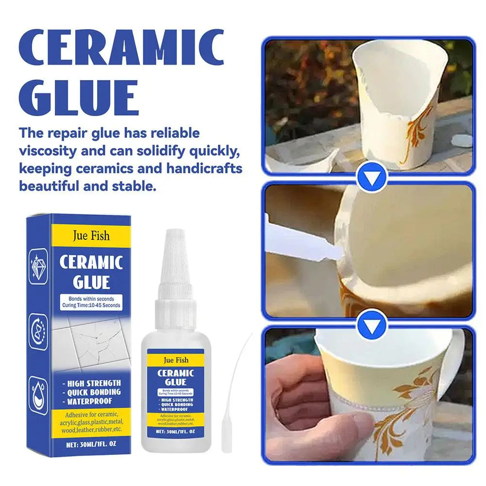 Ceramic Repair Glue Waterproof 30ml Glass Glue Ceramic Glue Pottery Glue Crafts Strong Adhesive Clear Glue for Pottery Porcelain Oasis Select
