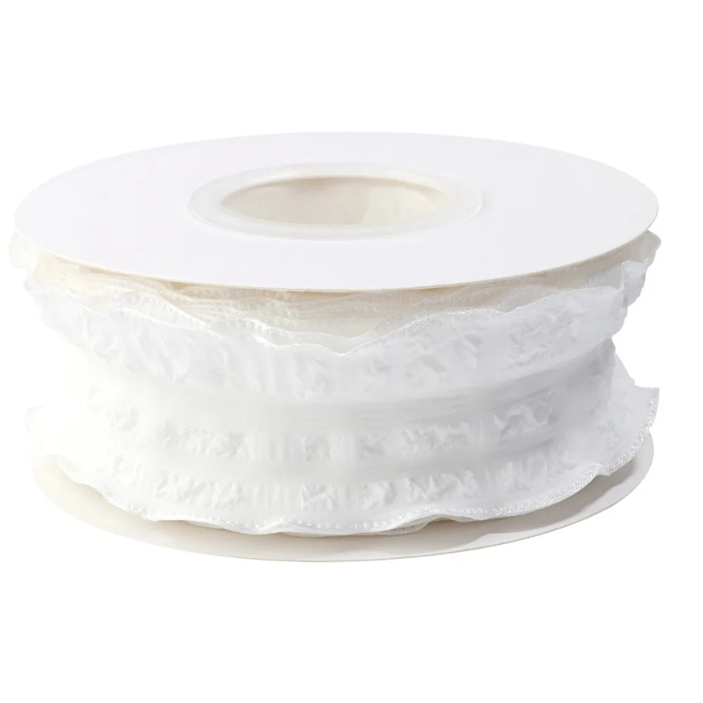 10 Yard Plaid Ribbon 4CM Width Reusable Roll of Satin Ribbon Gift Wrapping Bouquets Easy Cut Gingham Ribbons Oasis Select White- L