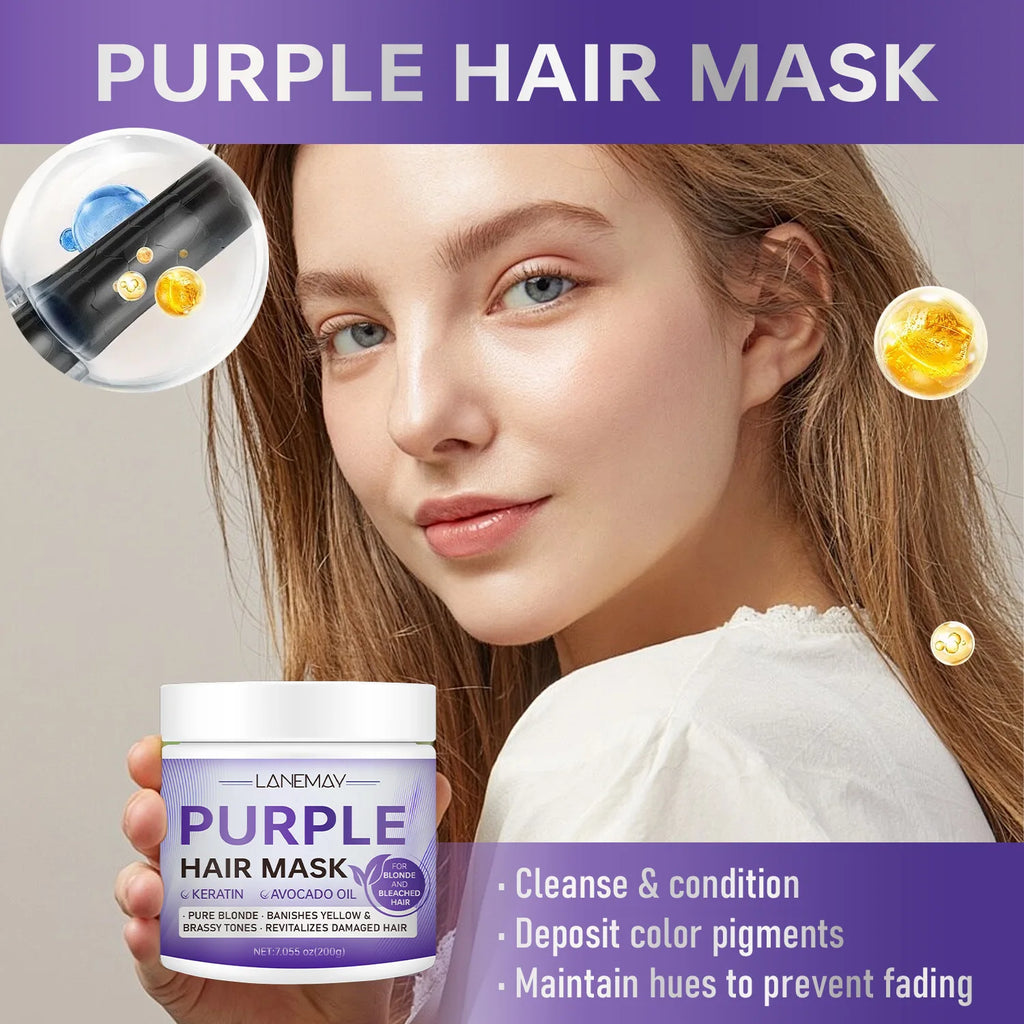 Keratin Avocado Oil Purple Hair Mask – Toning Bleached Hair 200g