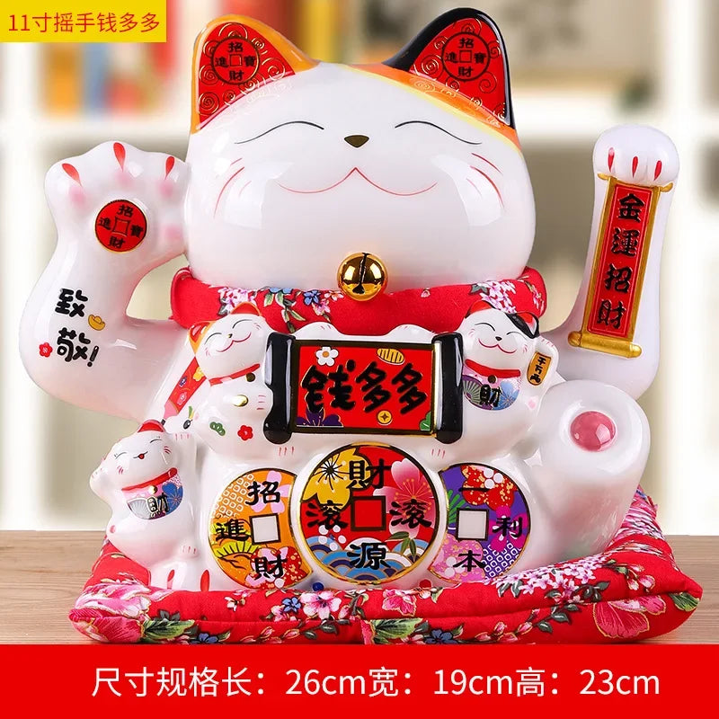 11-inch Lucky Cat Shaking Hand Ornaments Large Electric Cashier Home Store Opening Gift Ceramic Ornaments Oasis Select 16 26cm x 22cm