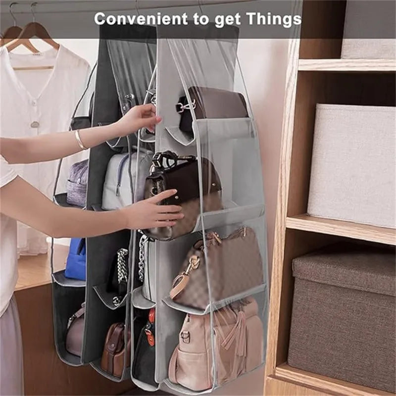 2pcs Wardrobe Closet Transparent Storage Bag Hanging Handbag Organizer Sundry Shoe Bag with Hanger Pouch Transparent Storage Oasis Select