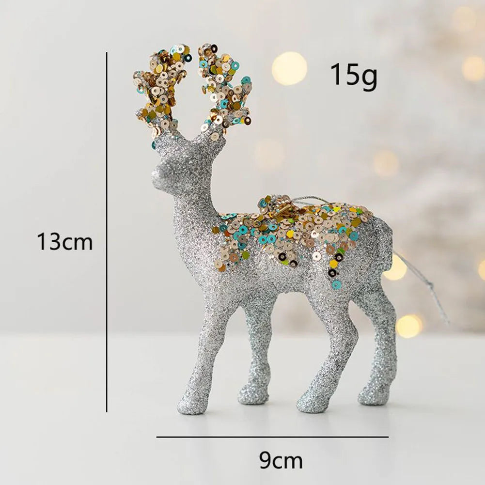Simulation Reindeer Craft Ornaments Christmas Glittering Resin Deer Sculpture Xmas Elk Tree Decoration Party Craft Holiday Decor Oasis Select Silver China Mainland