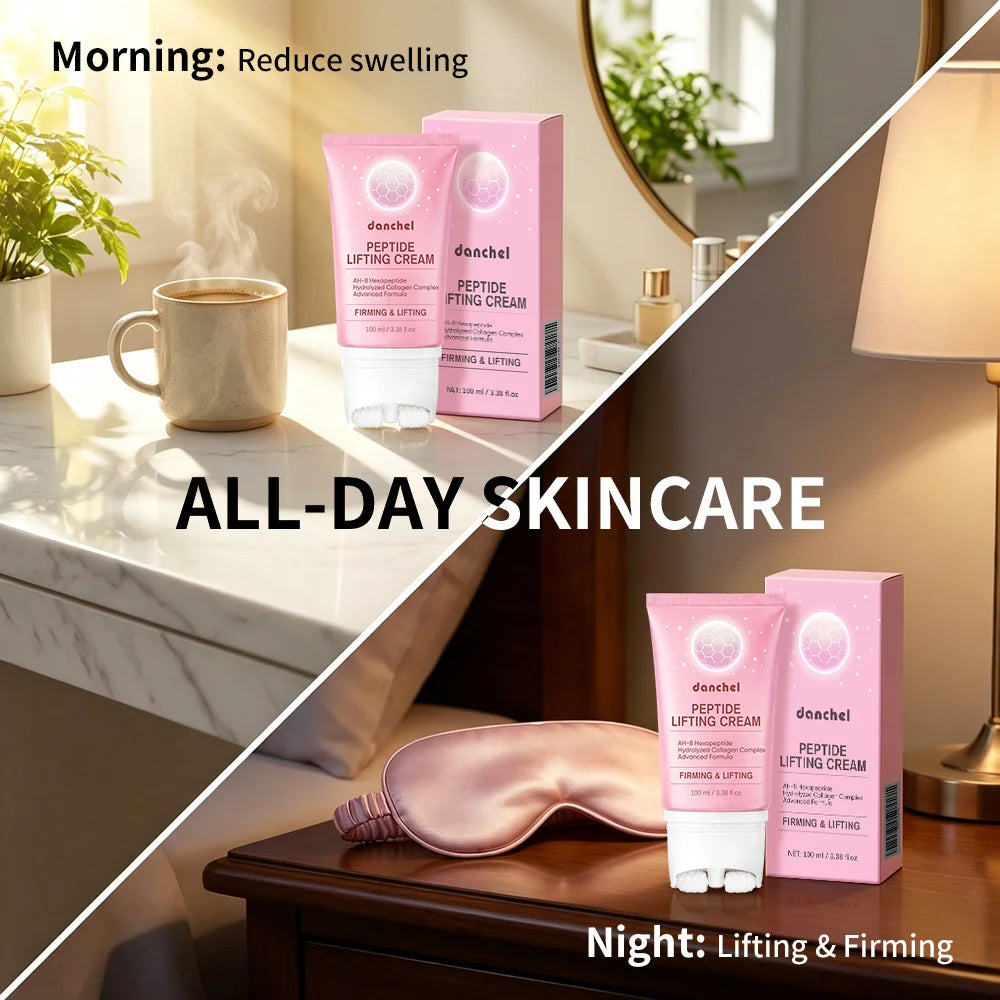 AH-8 Peptide Lifting Neck Cream Double Roller Massager Smooth Neck Lines Moisturizing Lifting Brighten Even Skin Tone Neck Cream Oasis Select