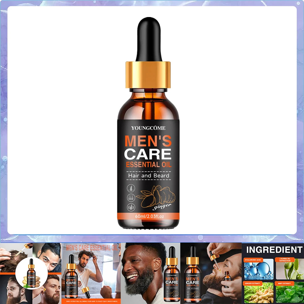 Men Beard Essential Oil Increase Moisturize Soft Smooth Nourish Thicken For Grooming Hair Facial Care Beard Growth Oil Care Oasis Select 60ml-1pcs