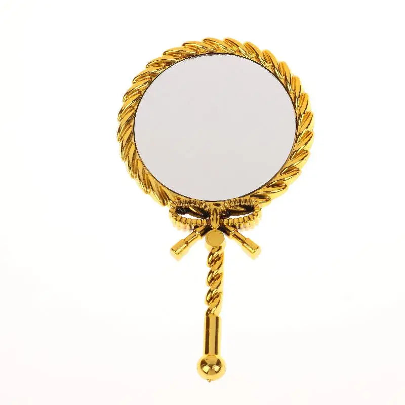 Portable Vintage Handheld Makeup Mirror Hand Hold Round Cosmetic Mirrors European Style Noble Ancient Court Mirror Beauty Tool Oasis Select Gold