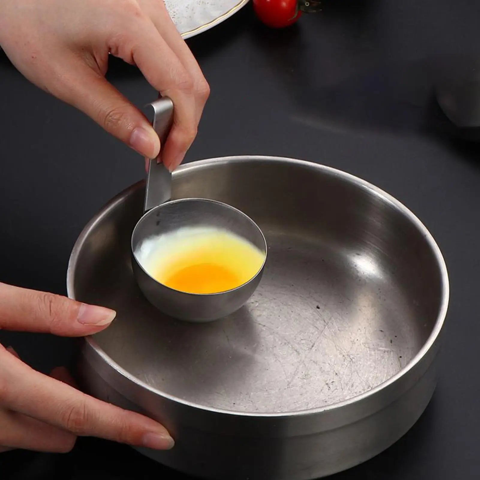 Poached Egg Spoon Hangable Stainless Steel Egg Poacher Round Nonstick Steamer Boiler for Kitchen Cooking Breakfast Household Oasis Select