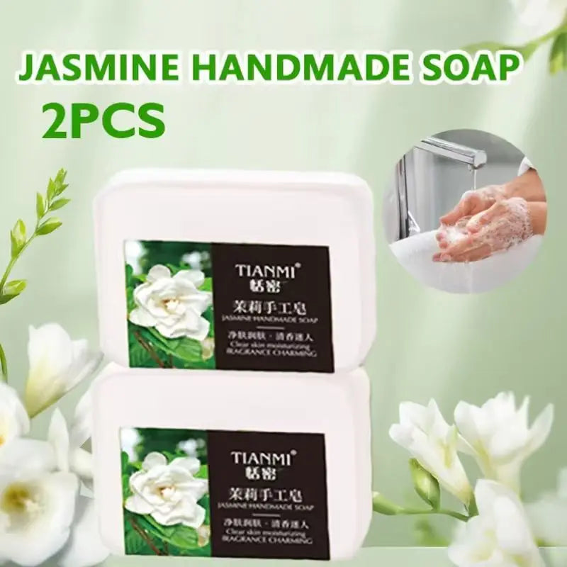 2PCS jasmine handmade soap, rich in jasmine extract, softens rough skin, replenishes moisture and cleanses Oasis Select 140g