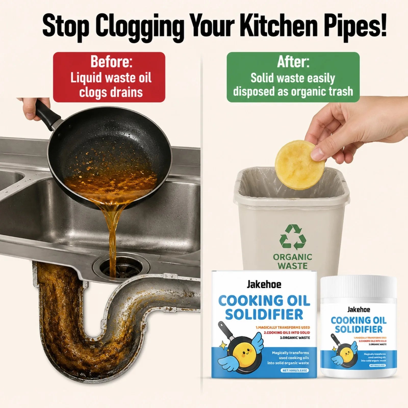 Cooking Oil Solidifier Powder Prevents Clogged Drains Turns Used Fryer Oil Into Solid Disposal For Home Restaurant Eco Cleaning Oasis Select
