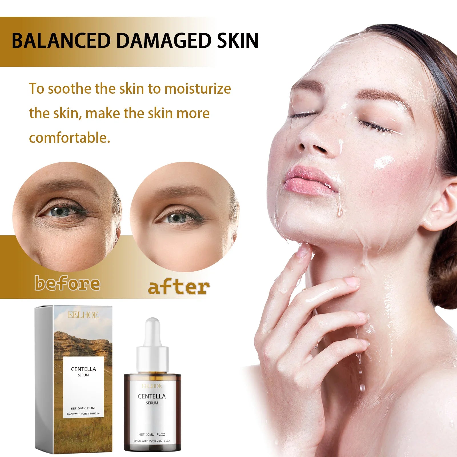 Centella Serum Nourish Improvement Dry Skin Smoothing Tightening Brightening Moisturizing Hyaluronic Acid Face Essence Skin Care Oasis Select