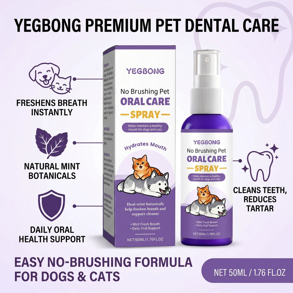 No Brushing Pet Oral Care Spray for Dog Breath Freshener Reduce Plaque Prevent Calculus Tartar Removal Pet Oral Health Care Oasis Select Default Title