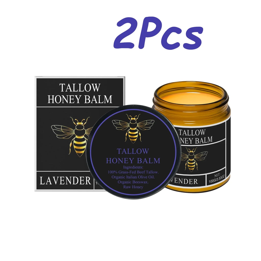 Beef Tallow Honey Cream Moisturizing Firming Soft Smoothing Skin Soothing Reduce Redness Hydrating Nourishing Tallow Honey Balm Oasis Select 2Pcs