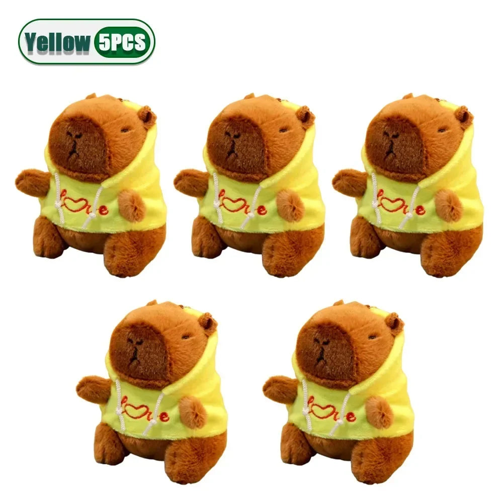 Cute Capybara Plush Pendant Water Dolphin Plush Toy Keychain Bag Charm Pendant Kids Birthday Gift Holiday Party Favor Accessorie Oasis Select Yellow-5PCS