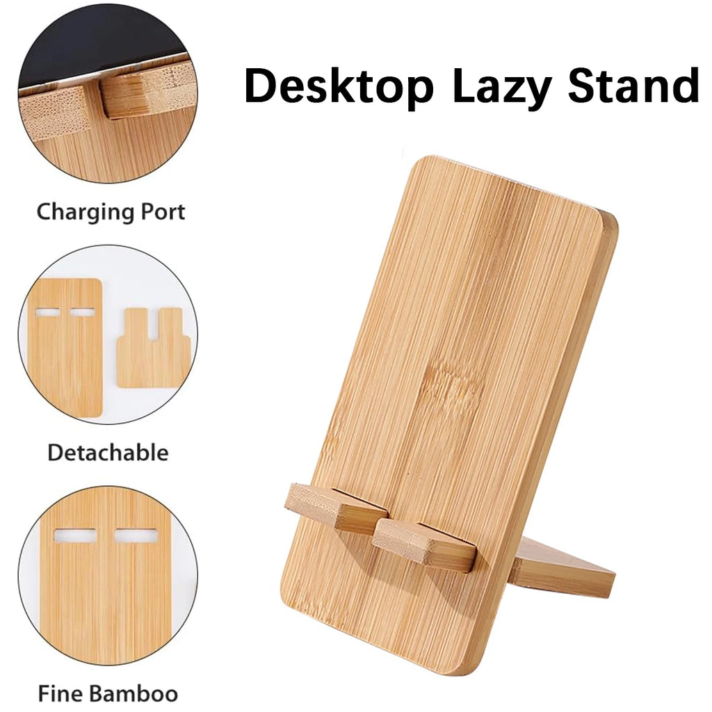 Desktop Lazy Stand Charging Dock for Phones & Tablets, Creative Christmas Gift, Perfect for Short Video Viewing, Bamboo-Wood Oasis Select