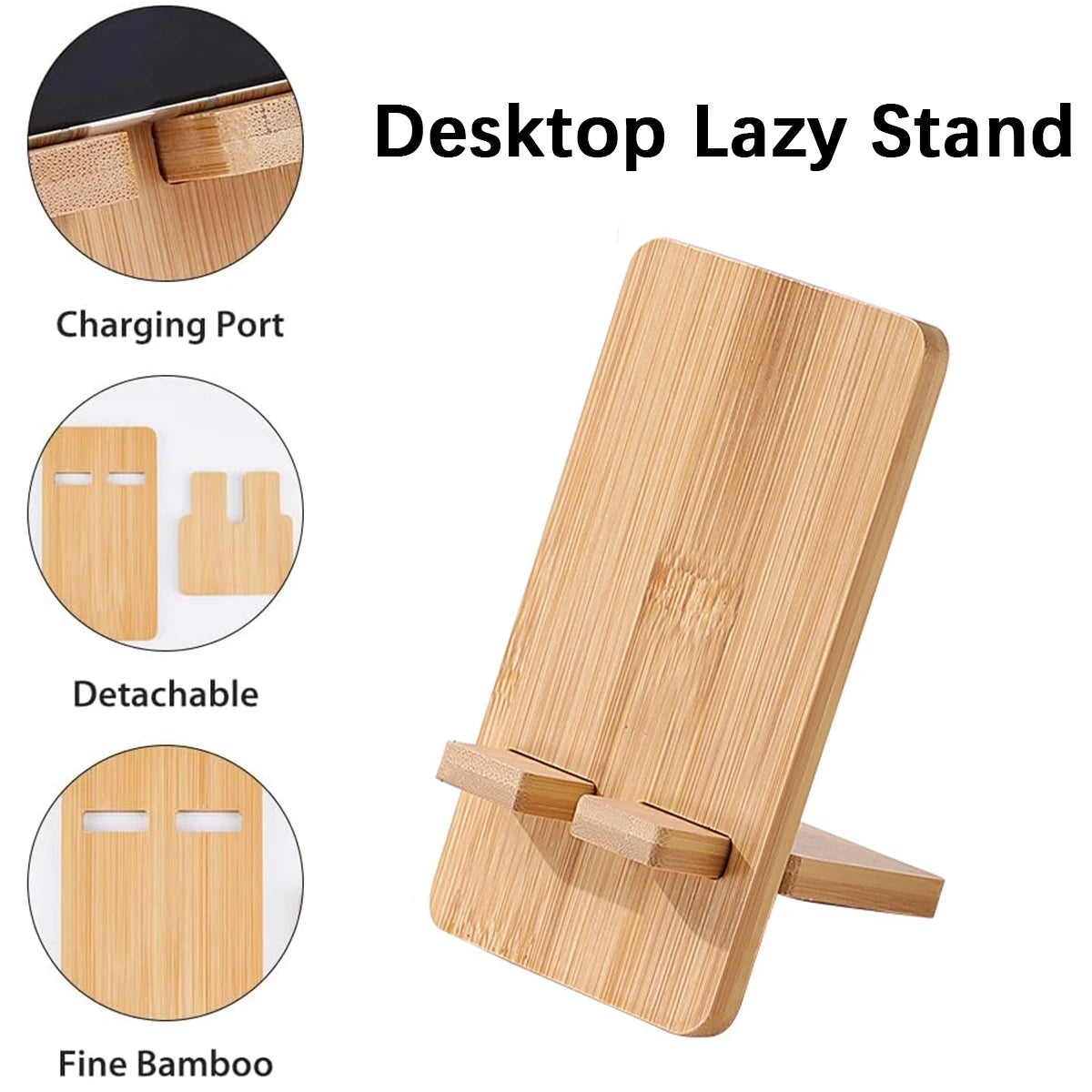 Desktop Lazy Stand Charging Dock for Phones & Tablets, Creative Christmas Gift, Perfect for Short Video Viewing, Bamboo-Wood Oasis Select
