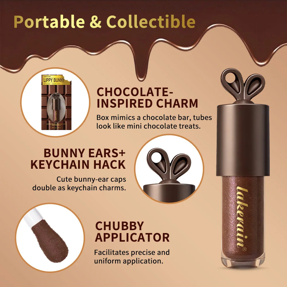 Chocolate Rabbit Moisturizing Lip Gloss Honey Essence Mirror Water Light Lip Tint Long Lasting Pearlescent Fine Glitter Plumping Oasis Select
