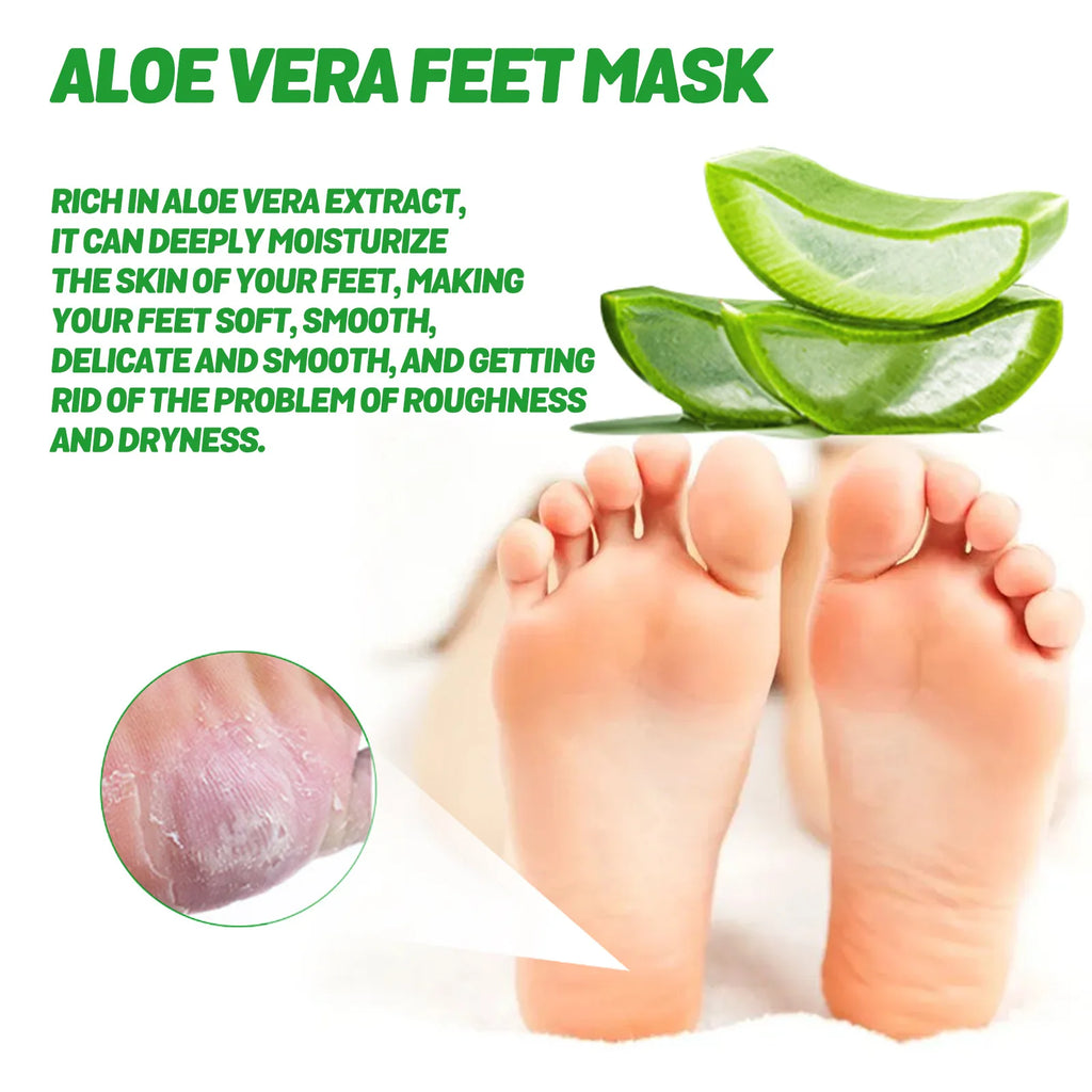 Aloe Vera Feet Mask Moisturizing Exfoliating Feet Mask Anti Drying Crack Remove Dead Skin Hydrating Foot Skin Care Foot Mask Oasis Select