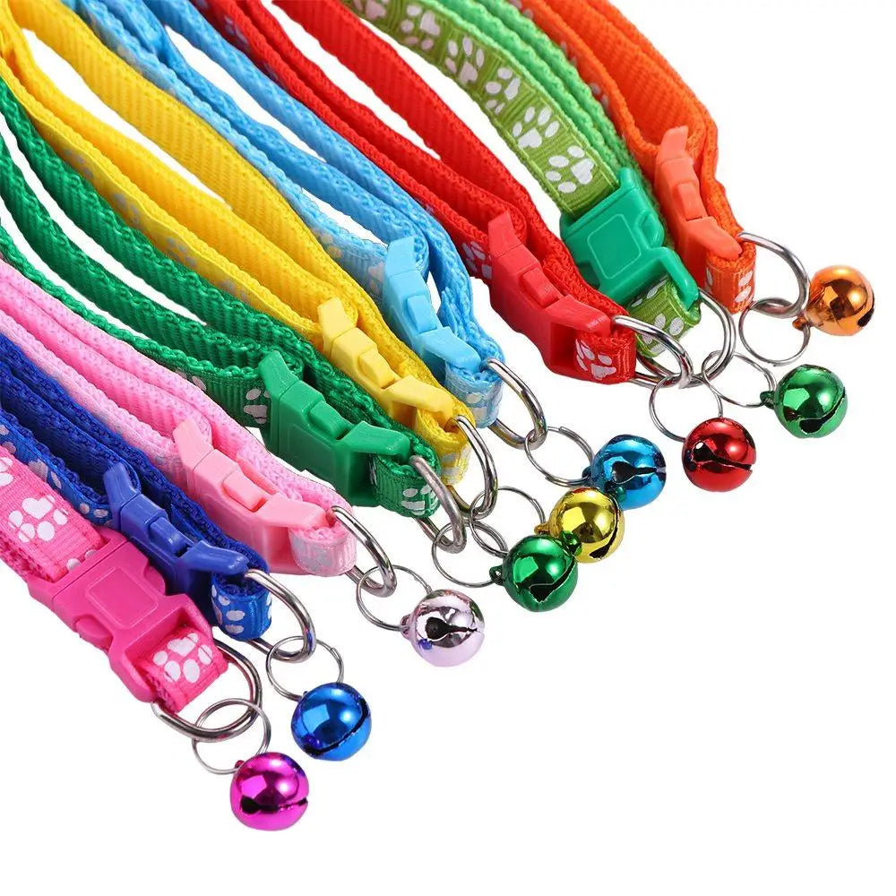 Adjustable Cat & Puppy Collar with Bell | 12 Colors | Nylon