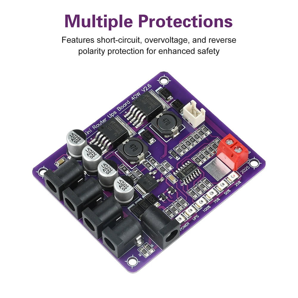 Mini Router Uninterruptible Power Supply Board 40W 12.6V Battery Charging Board 3S Lithium Battery Input 5V/9V/12V Output Oasis Select