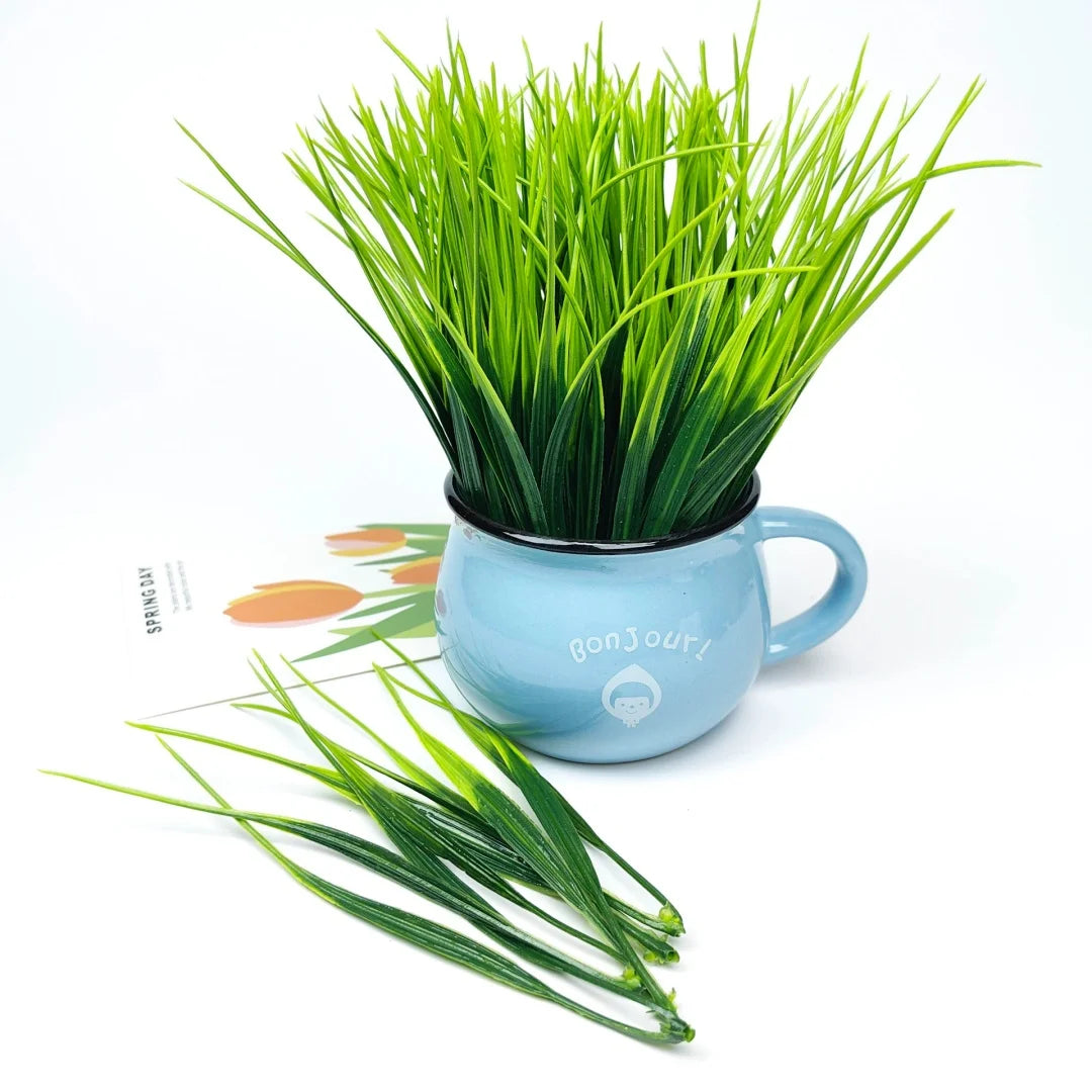 100pcs Bright Green Artificial Grass Bundles for Indoor Tabletop Greenery Spring Home Decor UV Resistant Natural Grass Bushes Oasis Select