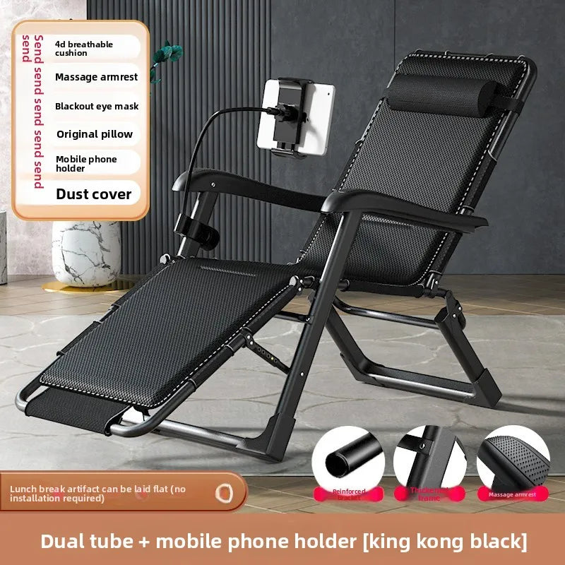 Folding recliner office siesta siesta bed summer balcony home leisure backrest outdoor chair Oasis Select black