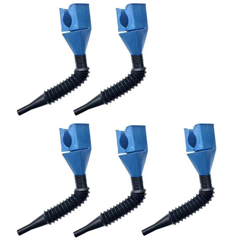 1/2/4/6pcs Blue Universal Plastic Multi-Function Wide Mouth Large Funnels Flexible Draining Tool Snap Funnel For Automotive Oil Oasis Select 5pcs