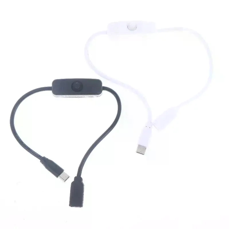 USB-C Extension Cable 4A with On/Off Switch – 30cm Power Cord