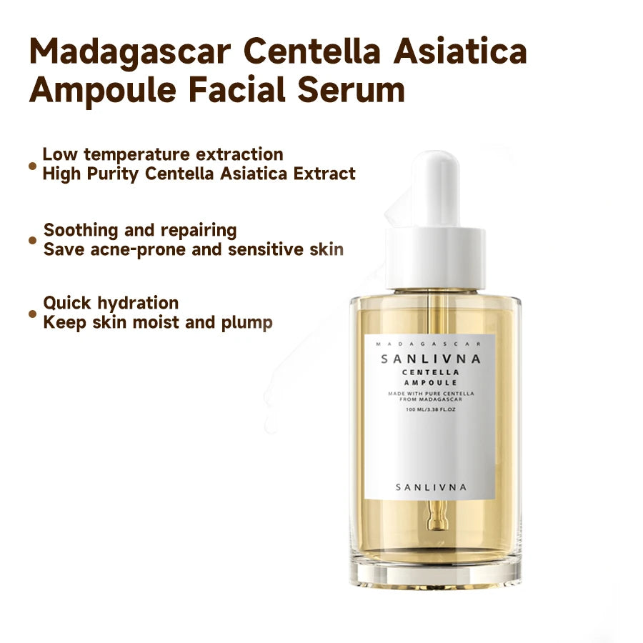 Madagascar Centella Asiatica Ampoule Facial Serum , Prone and Sensitive Skin Moisturizing Skin Firming Korean Glass Skin car Oasis Select