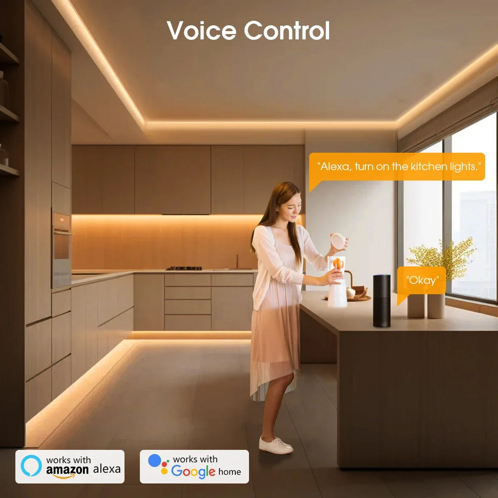 Zigbee COB LED Strip Light 24V Dimmable Color Temperature 2700K-6500K Change Cabinet Backlight Tape Works with Tuya Alexa Google Oasis Select