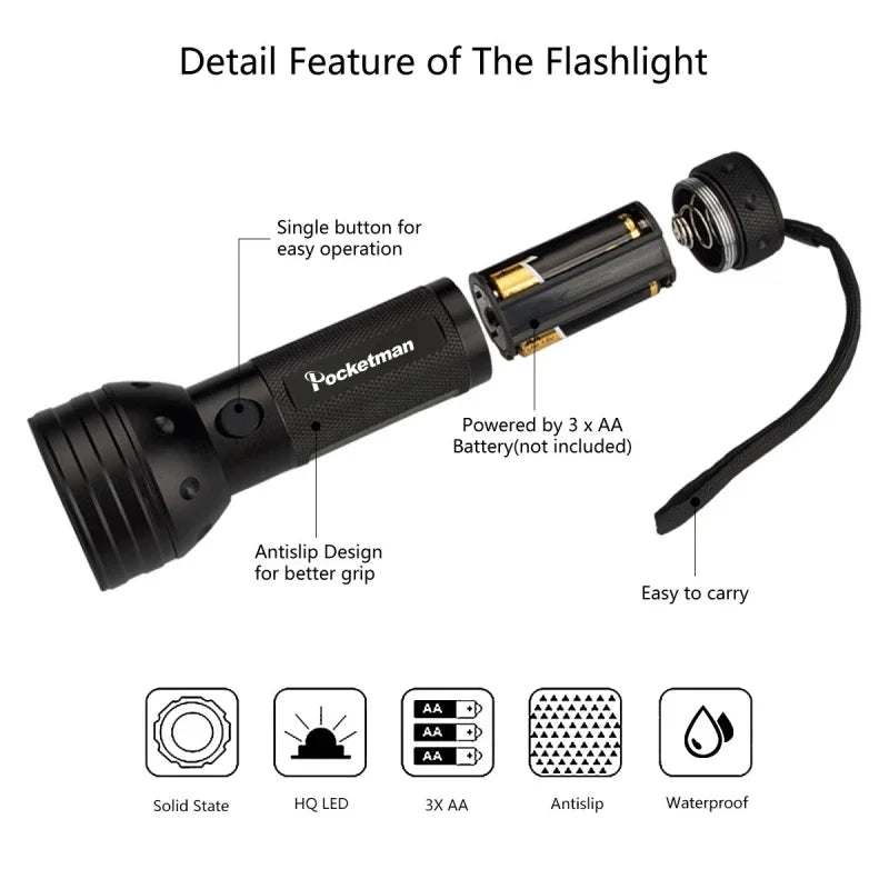 POCKETMAN UV Blacklight Flashlight 395nm | 9–51 LED