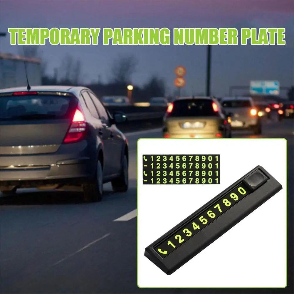 Luminous Temporary Parking Card – Sliding Cover Phone Number Plate