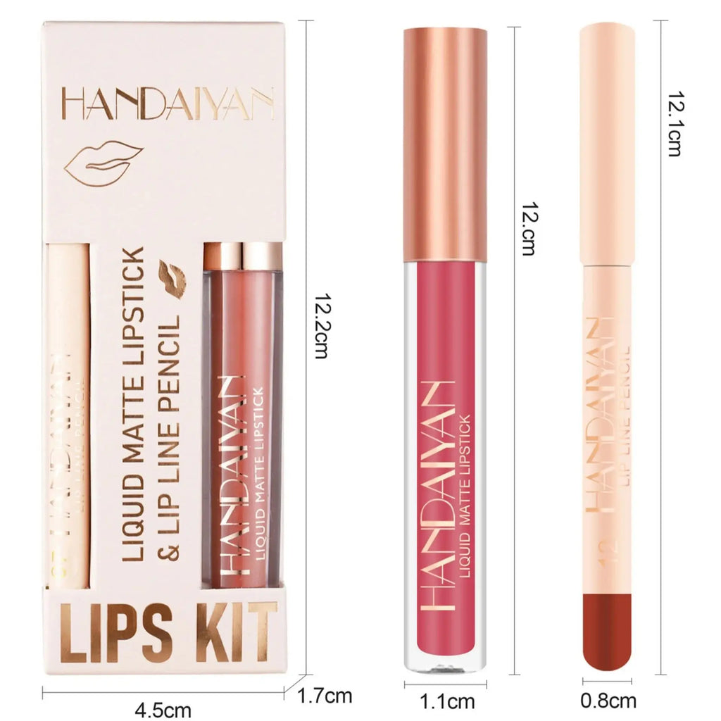 Women 2 in 1 Lipstick and Liner Set Waterproof Matte Makeup Korean Beauty Long Lasting Cosmetic Lip Kit Oasis Select