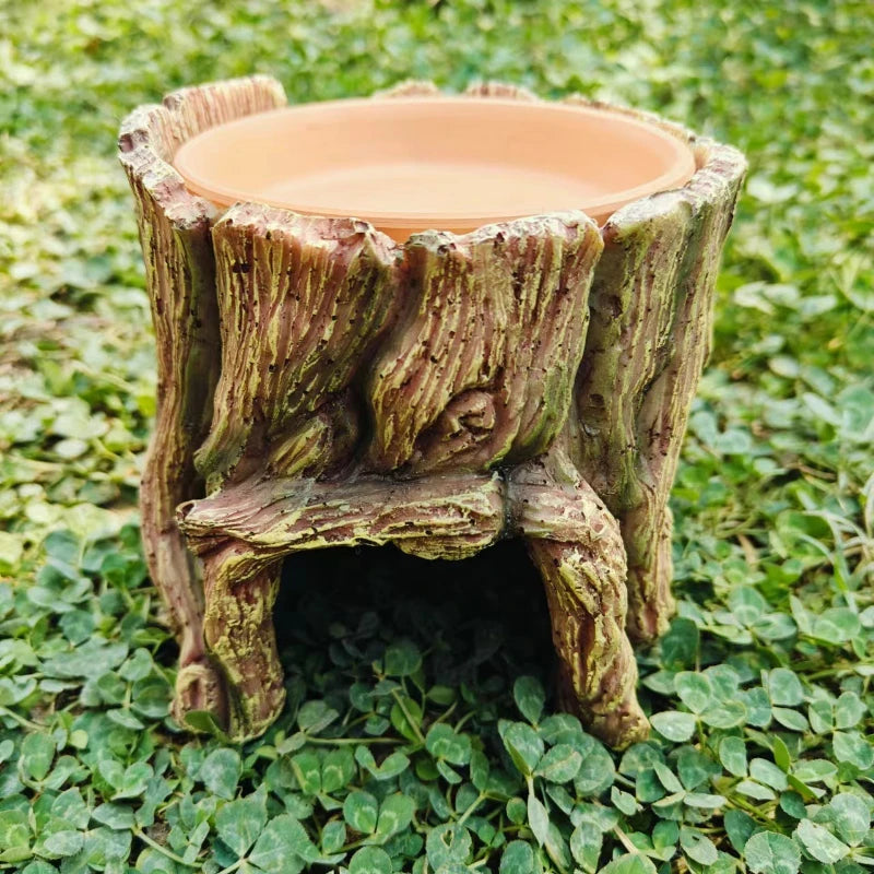 Garden Tree Stump Ornaments Home Garden Pet Lizard Nest Design and Decoration Ornaments Garden Resin Handicrafts Oasis Select