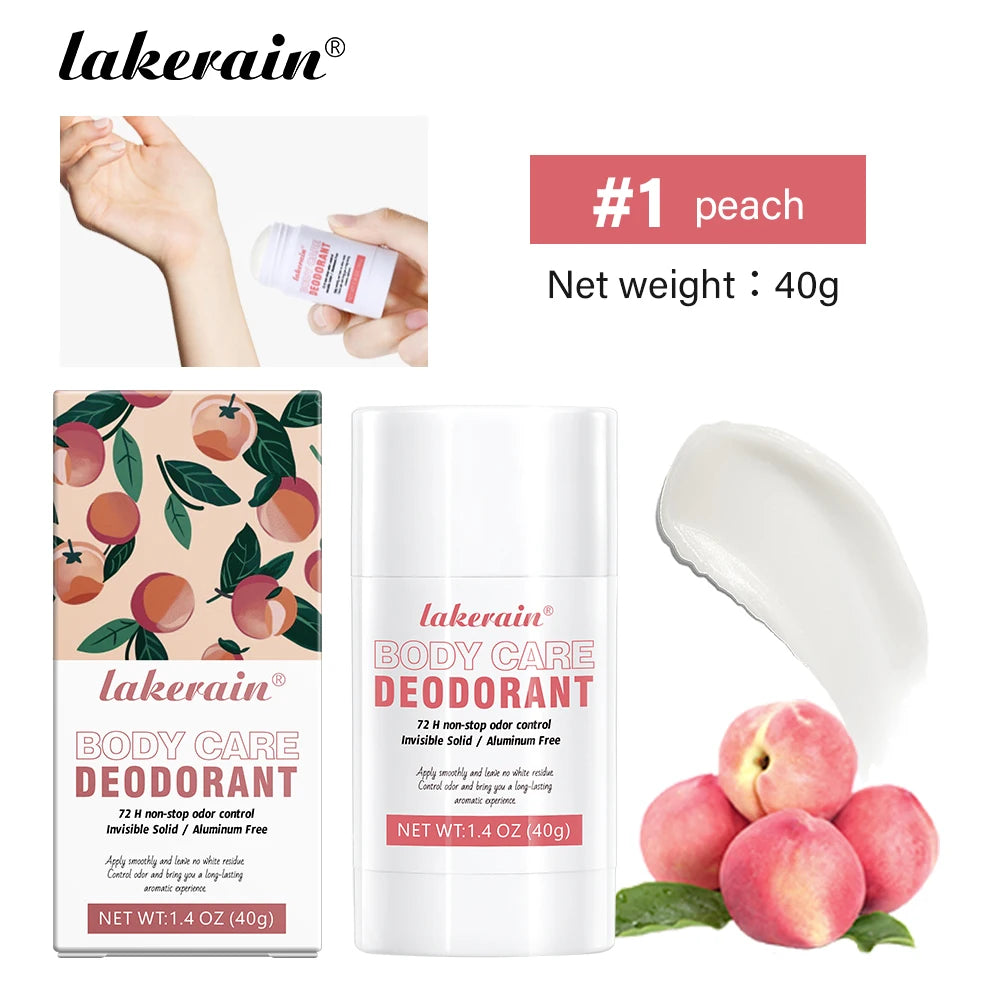 Lakerain Body Care Deodorant Long-Term Odor Control Natural Ingredients Aluminum-Free Sweet Fruity Aroma Full Body Deodorant Oasis Select Peach
