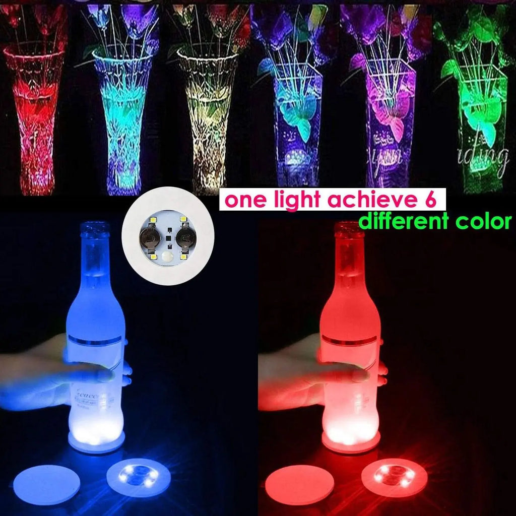 1-200PCS LED Coaster Lights Colorful Glowing Wine Bottle Stickers Bar Wedding Party Lighting Glowing Wine Bottle Stickers Oasis Select