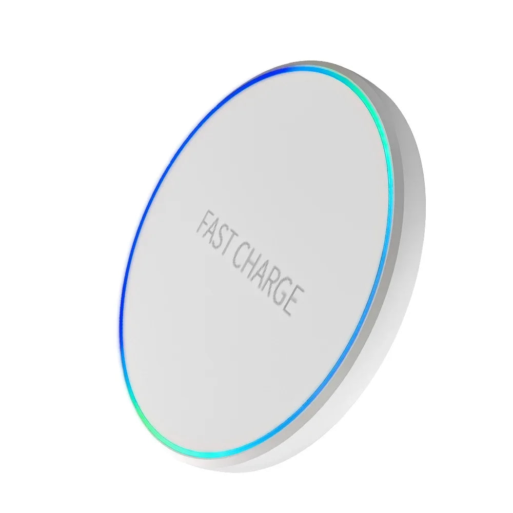 Induction LED Light Charging Station Mini Fast Wireless Charger Pad For iPhone 17 16 15 14 13 11 Pro Max For Samsung Xiaomi Oasis Select White No Cable