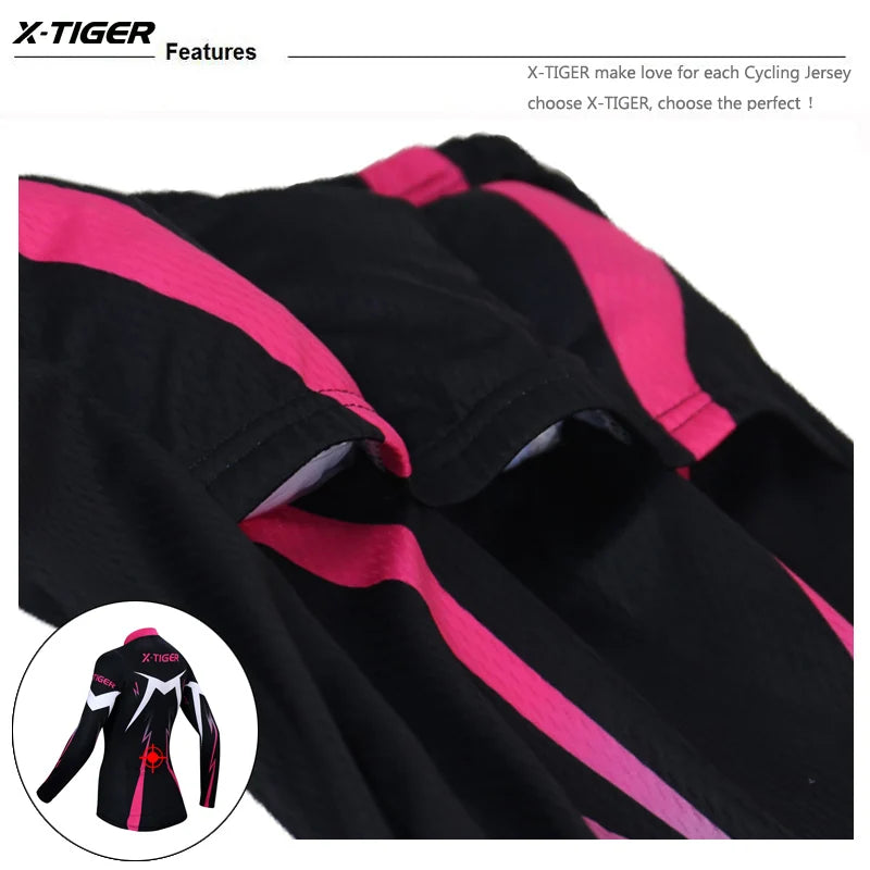 X-TIGER Women Pro Long Sleeve Cycling Jersey Breathable MTB Road Bike Clothing Autumn Spring Cycling Long Sleeved Top Oasis Select