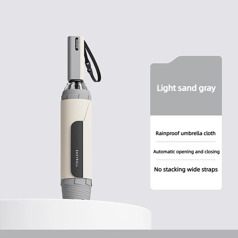 1pcs Automatic Tri Fold Reverse Umbrella Double Windproof Folding Umbrella for Daily Use Rain and Rain Umbrella Oasis Select Ash Aluminum 8K