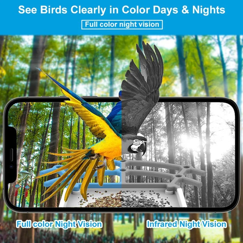 WISH Smart Bird Feeder 5MP HD AI Bird Recognition Solar Feeder Low Power Bird Feeder Oasis Select